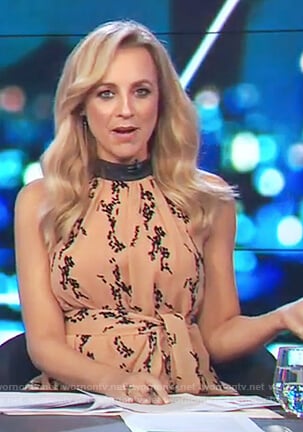 Carrie’s printed halter neck top on The Project