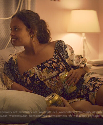Jessica's floral print smocked romper on 13 Reasons Why