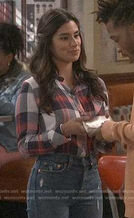 Sofia's red and navy plaid shirt on Superior Donuts