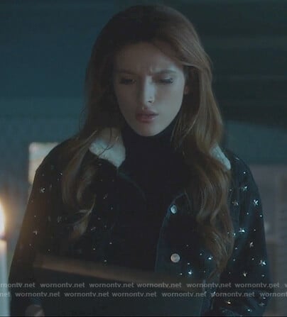 Paige’s black star denim jacket on Famous in Love