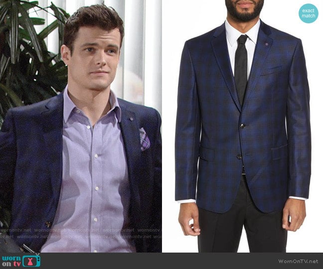 Ted Baker Jay Trim Fit Plaid Wool Sport Coat worn by Kyle Abbott (Michael Mealor) on The Young and the Restless