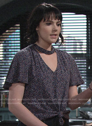 Tessa’s choker neck top on The Young and the Restless