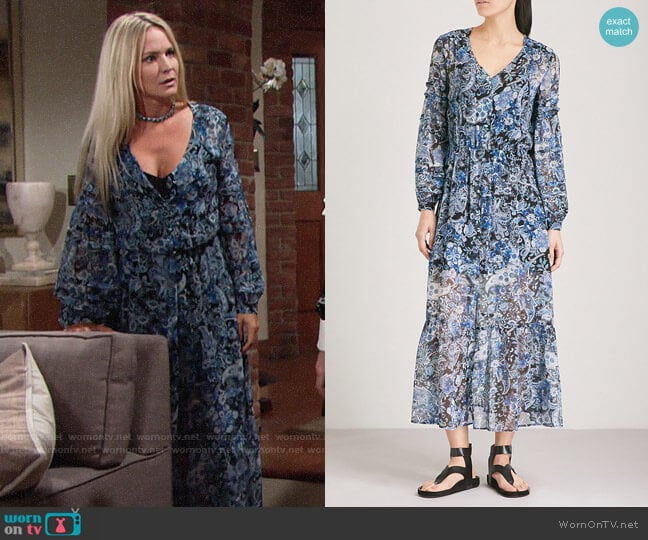 WornOnTV: Sharon’s blue paisley maxi dress on The Young and the ...