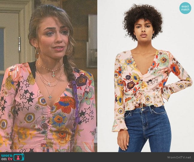 Tall Star Floral Cropped Top by Topshop worn by Ciara Brady (Victoria Konefal) on Days of our Lives