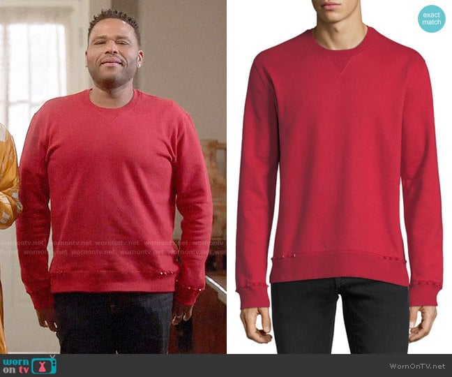 Valentino Studded-Trim Jersey Sweatshirt worn by Andre Johnson (Anthony Anderson) on Black-ish