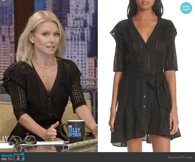 'Sima' Eyelet Dress by Veronica Beard worn by Kelly Ripa on Live with Kelly and Mark