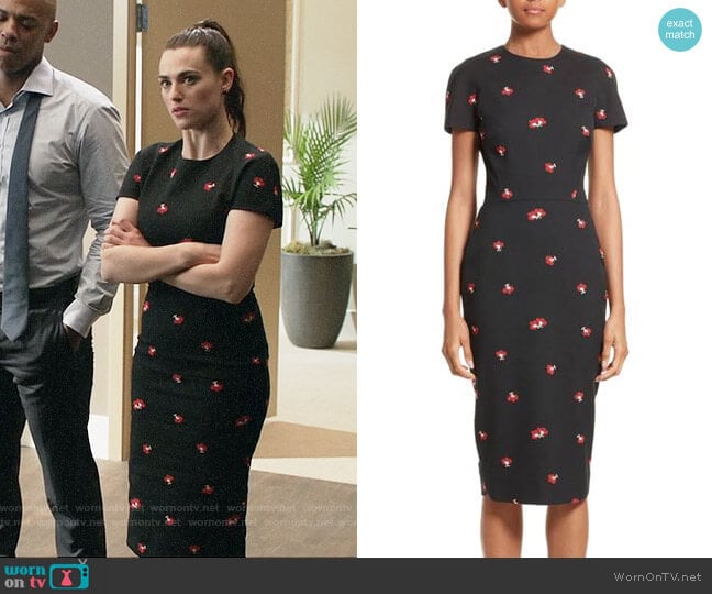 Victoria Beckham Flower Print Pencil Dress worn by Lena Luthor (Katie McGrath) on Supergirl