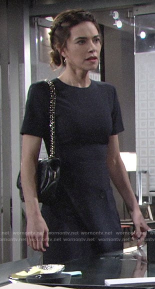 Victoria’s pinstriped dress on The Young and the Restless