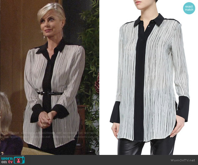 Vince Wavy Stripe Blouse worn by Ashley Abbott (Eileen Davidson) on The Young and the Restless