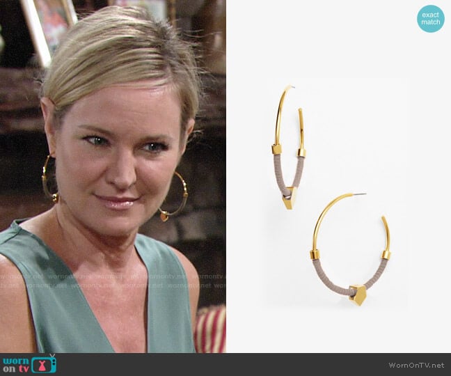 Vince Camuto Summer Warrior Hoop Earrings worn by Sharon Newman (Sharon Case) on The Young and the Restless