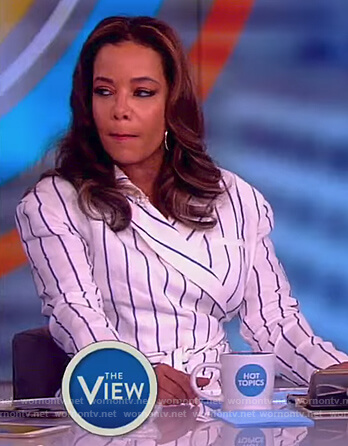 Sunny’s white striped wrap dress on The View