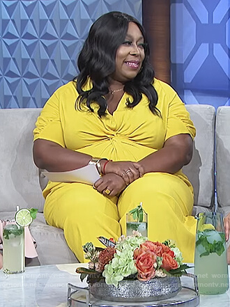 Loni's yellow knotted jumpsuit on The Real