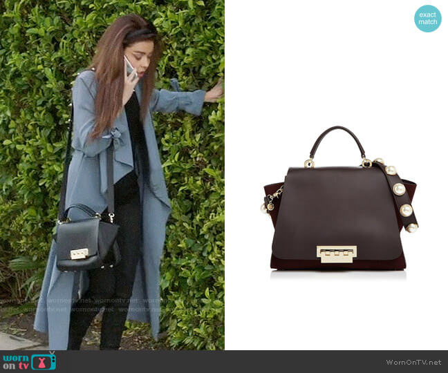 ZAC Zac Posen Eartha Iconic Faux-Pearl Strap Leather & Suede Satchel worn by Haley Dunphy (Sarah Hyland) on Modern Family