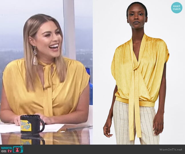 Crossover top with Tie Detail by Zara worn by Carissa Loethen Culiner on E! News