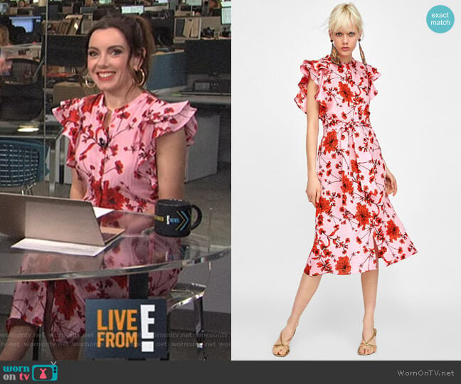 Floral Print Linen Tunic by Zara worn by Melanie Bromley on E! News