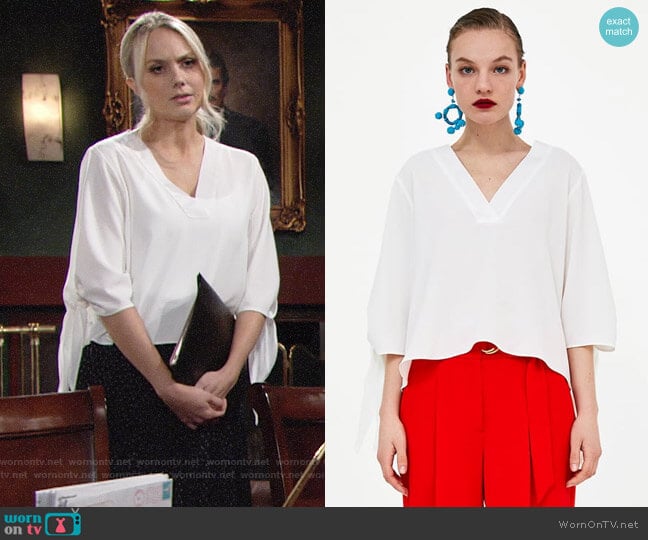 Zara Bow Top worn by Abby Newman (Melissa Ordway) on The Young and the Restless