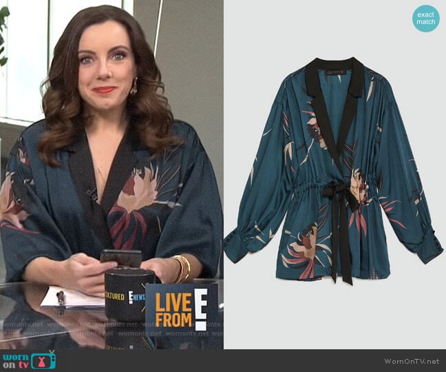 Print Jacket by Zara worn by Melanie Bromley on E! News