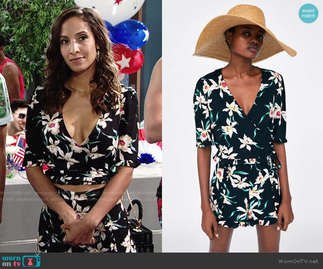 Zara Printed Shirt and Shorts worn by Lily Winters (Christel Khalil) on The Young and the Restless