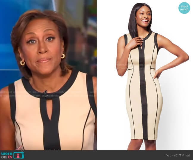 WornOnTV: Robin’s beige and black keyhole dress on Good Morning America ...