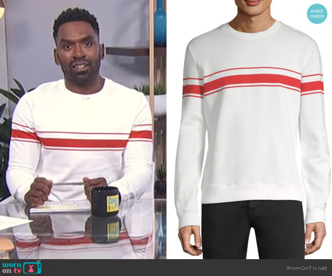 Robin Striped Cotton Sweatshirt by APC worn by Justin Sylvester  on E! News