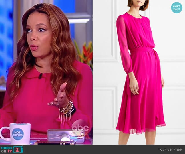 WornOnTV: Sunny’s pink long sleeve tie waist dress on The View | Sunny ...