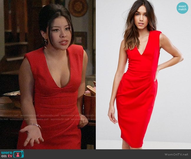 ASOS Sleeveless Midi Dress with Shoulder Pads worn by Mariana Foster (Cierra Ramirez) on The Fosters