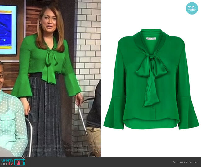 'Merideth' Tie Neck Blouse by Alice + Olivia worn by Ginger Zee on Good Morning America