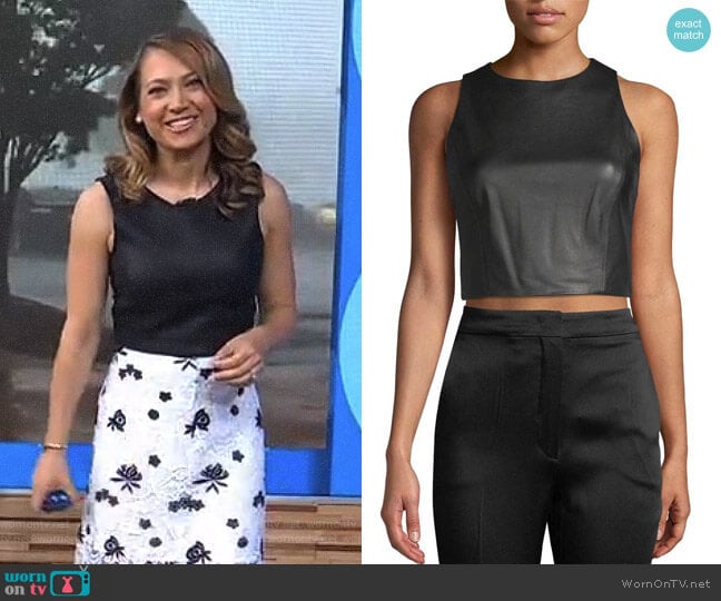 'Lorita' Leather Cropped Top by Alice + Olivia worn by Ginger Zee on Good Morning America