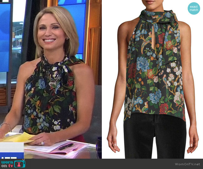 'Sudie' Floral Halter Top by Alice + Olivia worn by Amy Robach on Good Morning America