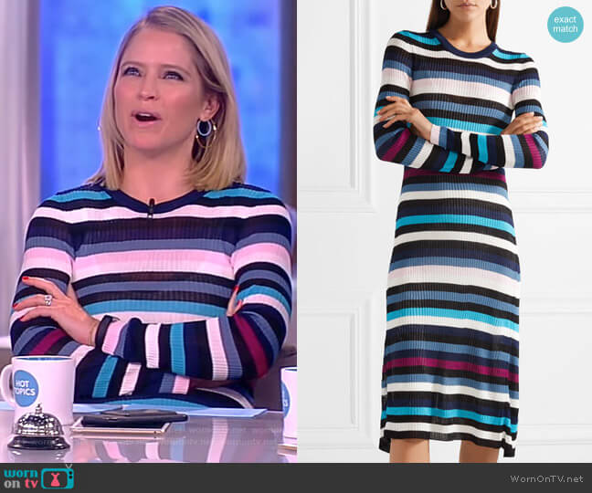 Stills striped ribbed stretch-knit midi dress by Altruzarra worn by Sara Haines  on The View