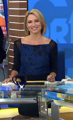 Amy’s black floral mesh inset dress on Good Morning America