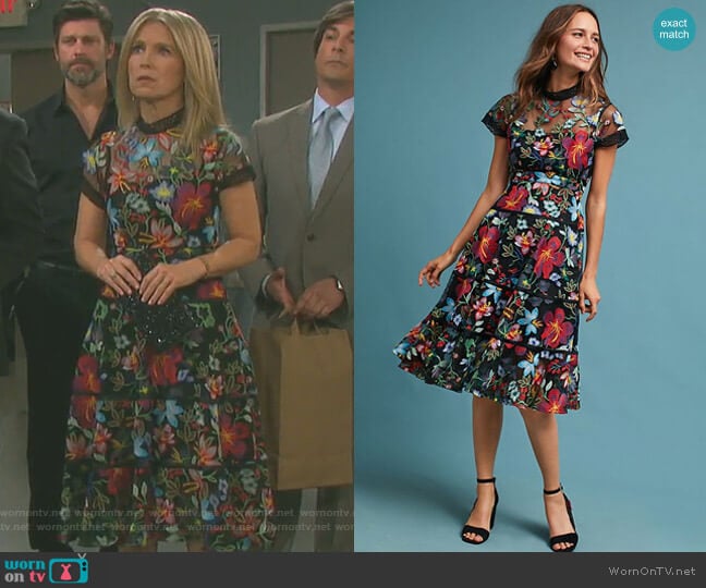 'Janine' Embroidered Dress by Anthropologie worn by Jennifer Horton (Melissa Reeves) on Days of our Lives