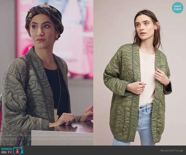 Quilted Kimono Jacket by Anthropologie worn by Adena El-Amin (Nikohl Boosheri) on The Bold Type