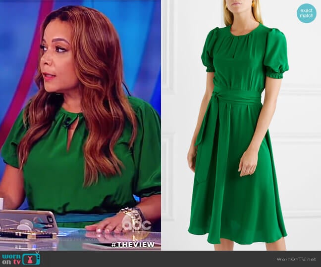 Brooke belted silk crepe de chine midi dress by Aross Girl X Soler worn by Sunny Hostin on The View