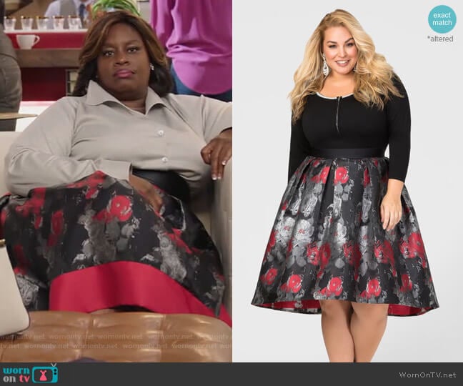 Hi-Lo Winter Floral Skirt by Ashley Stewart worn by Barbara (Retta) on Girlfriends Guide to Divorce