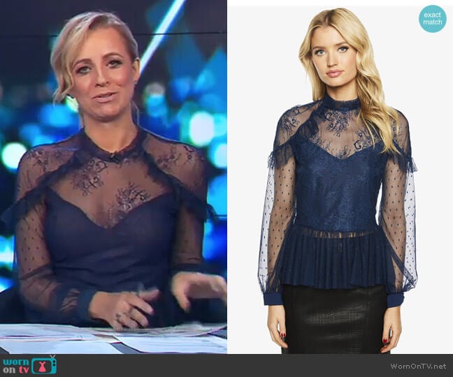 Splice Lace Blouse by Bardot worn by Carrie Bickmore on The Project