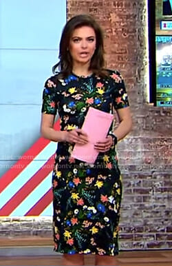 Bianna’s black floral short sleeve dress on CBS This Morning