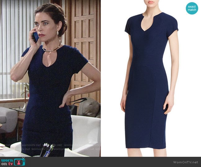 Black Halo Gypsy Rose Sheath worn by Victoria Newman (Amelia Heinle) on The Young and the Restless