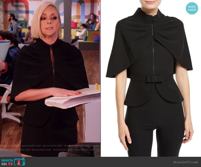 Zip-Front Cape-Sleeve Jacket by Brandon Maxwell worn by Jacqueline Voorhees (Jane Krakowski) on Unbreakable Kimmy Schmidt