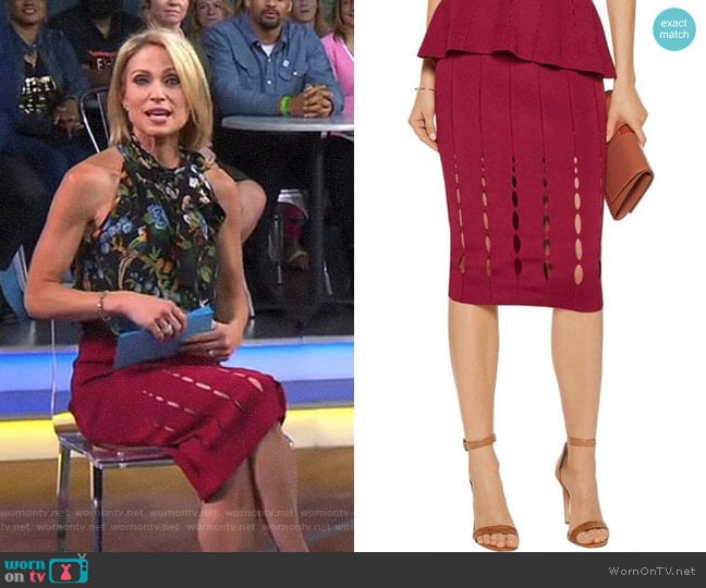 Cutout Stretch-Knit Skirt by Cushnie et Ochs worn by Amy Robach on Good Morning America