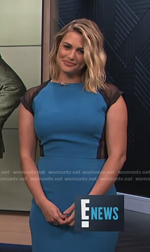 Carissa’s blue mesh side fitted dress on E! News