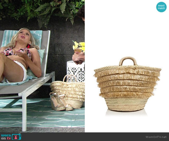 Caterina Bertini Metallic Fringe Straw Tote worn by Abby Newman (Melissa Ordway) on The Young and the Restless