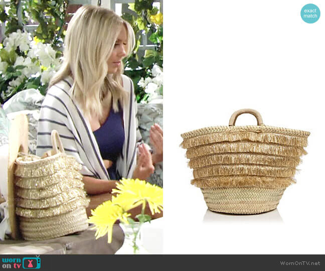 Caterina Bertini Metallic Fringe Straw Tote worn by Abby Newman (Melissa Ordway) on The Young and the Restless