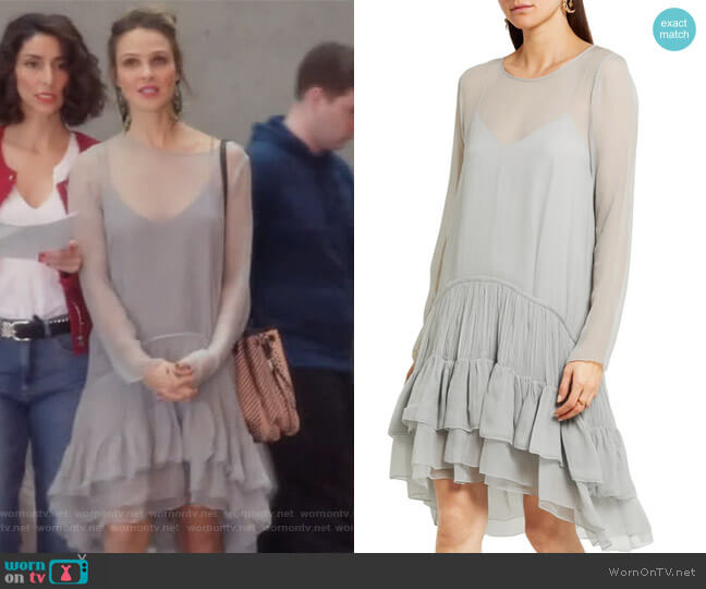 Tiered ruffled silk-mousseline dress by Chloe worn by Phoebe Wells (Beau Garrett) on Girlfriends Guide to Divorce