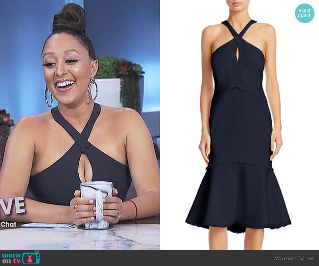 Dante Fit-&-Flare Halter Dress by Cinq a Sept worn by Tamera Mowry  on The Real