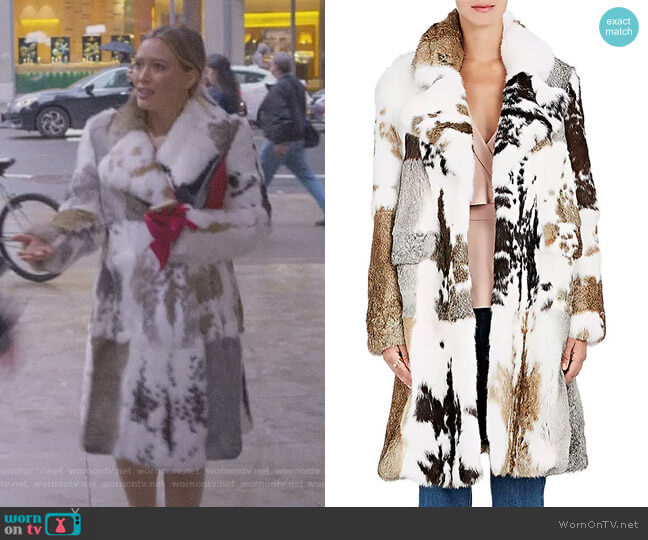 Rabbit Fur Coat by Co worn by Kelsey Peters (Hilary Duff) on Younger