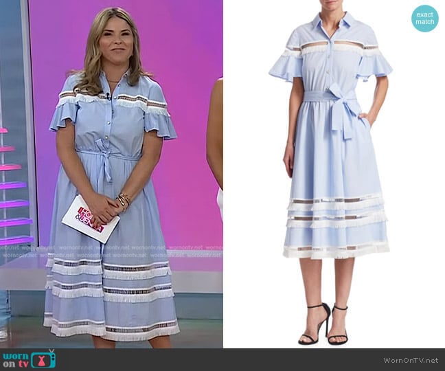 Cotton Shirt Dress by Lela Rose worn by Jenna Bush Hager on Today