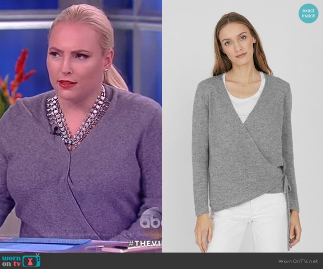 Merino Cashmere Wrap Cardigan by Cuyana worn by Meghan McCain on The View