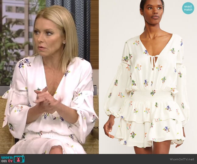 'Celia' Smocked Waist Mini Dress by Cynthia Rowley worn by Kelly Ripa on Live with Kelly and Mark