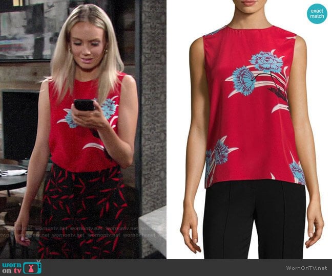 Diane von Furstenberg Colorblock Floral Print Shell worn by Abby Newman (Melissa Ordway) on The Young and the Restless